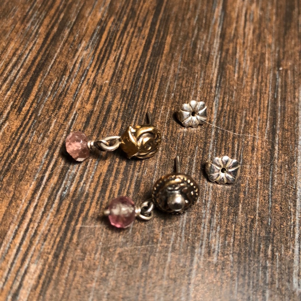 Artisan pink faceted crystal drop earrings